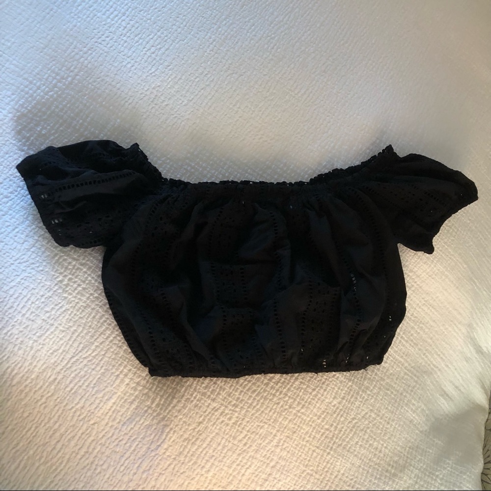 Forever 21 Black Eyelet Crop Top